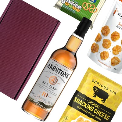 Aerstone Sea Cask 10 Year Old Whisky 70cl Nibbles Hamper